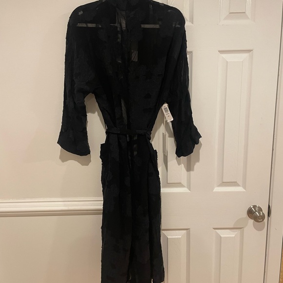 NWT Aritzia Wilfred Durante Jacket Kimono Black Silk Floral Lace Robe Duster - Picture 4 of 7